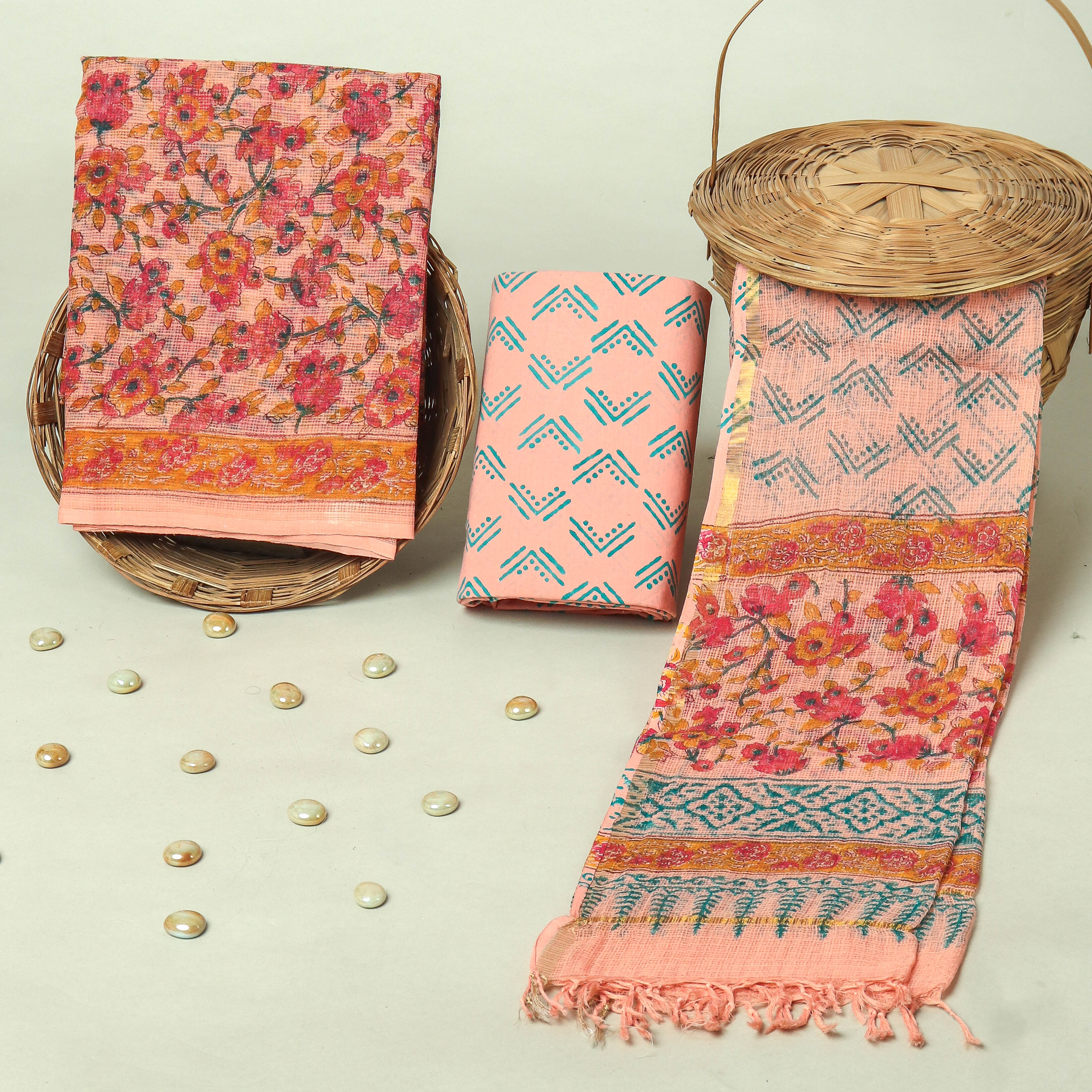 Hand Block Printed Full Kota Doriya Suit Set (FKDS058)