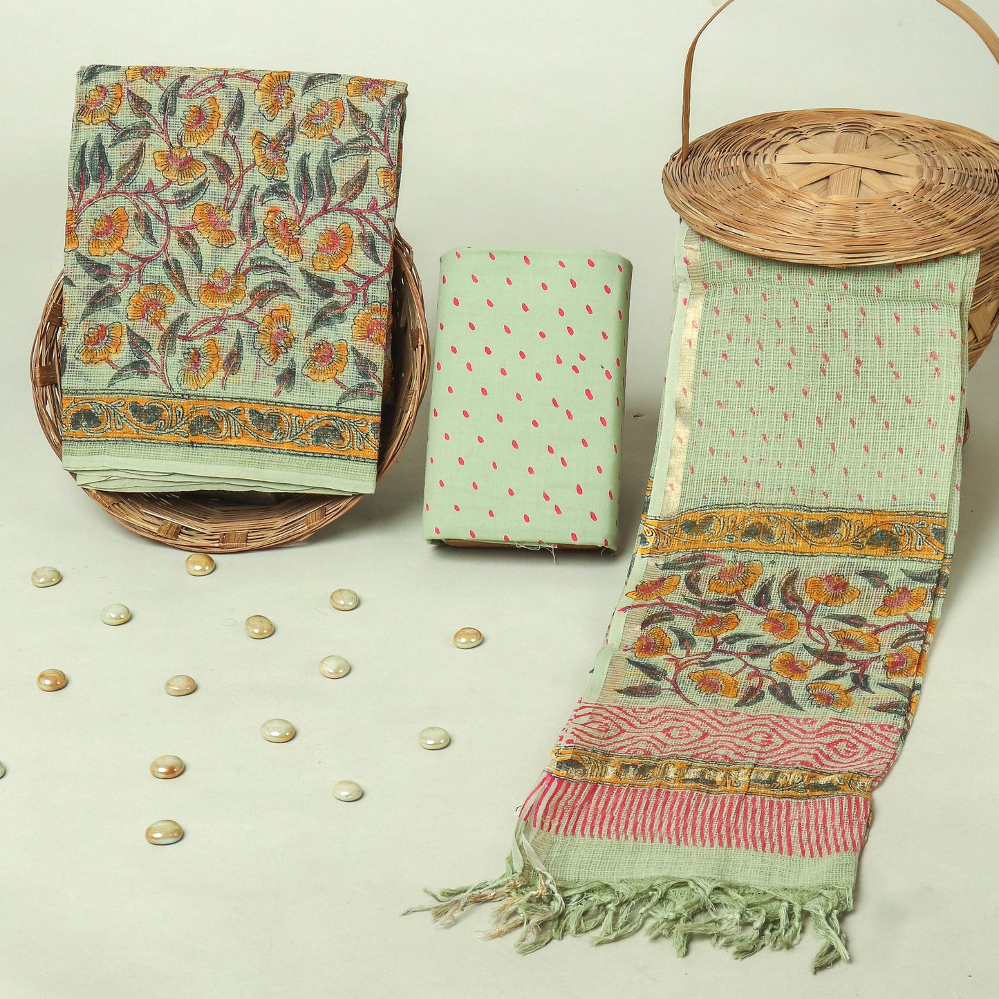Hand Block Printed Full Kota Doriya Suit Set (FKDS060)