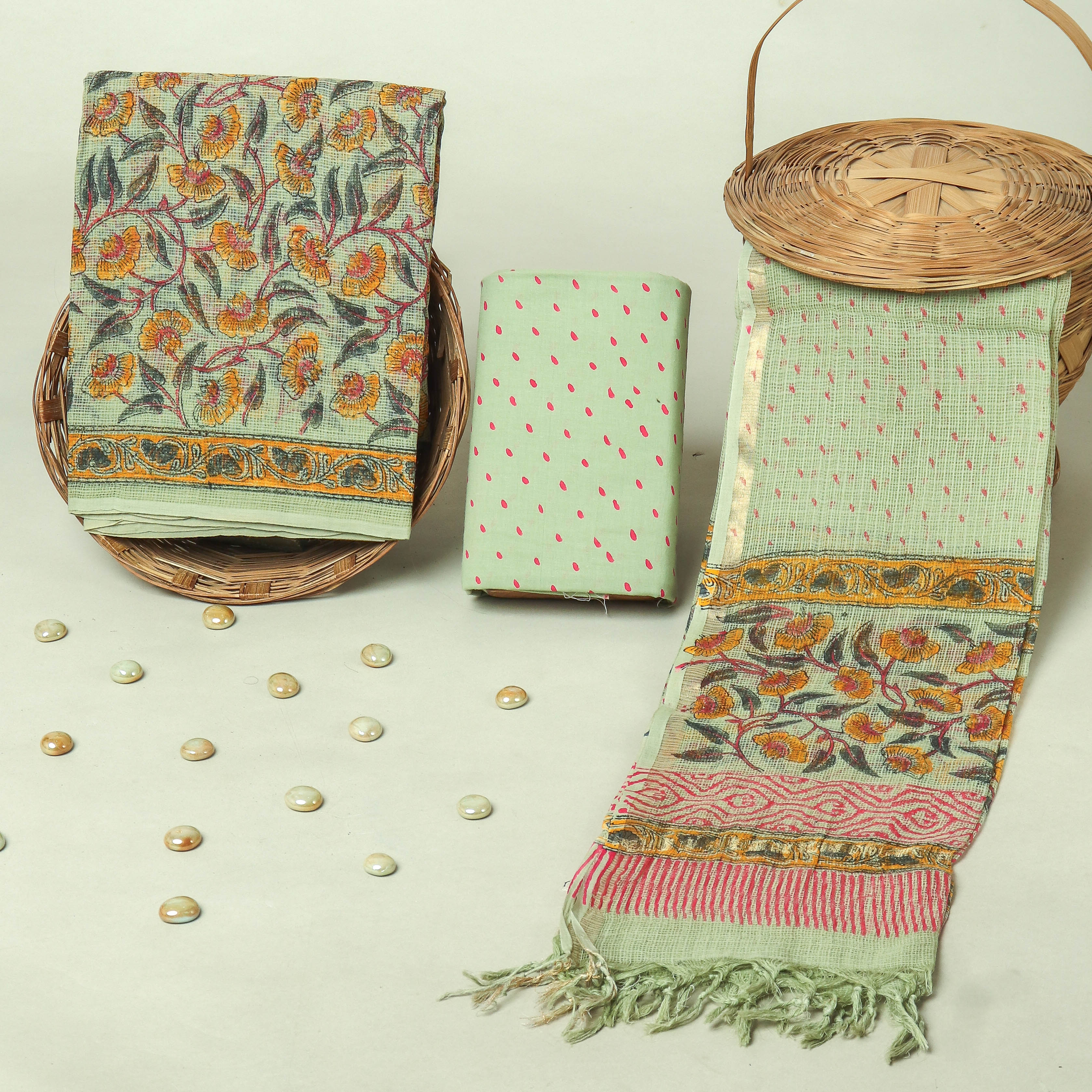 Hand Block Printed Full Kota Doriya Suit Set (FKDS060)