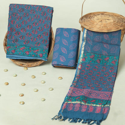 Hand Block Printed Full Kota Doriya Suit Set (FKDS061)