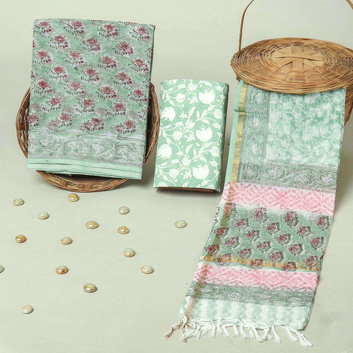 Hand Block Printed Full Kota Doriya Suit Set (FKDS063)