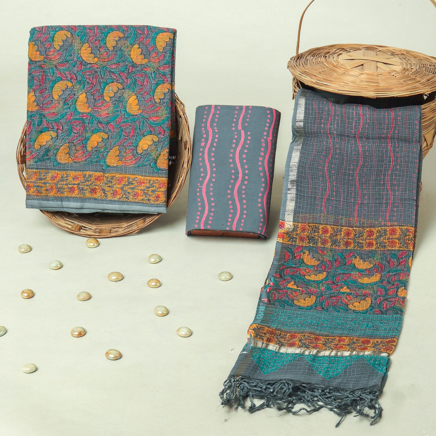 Hand Block Printed Full Kota Doriya Suit Set (FKDS064)