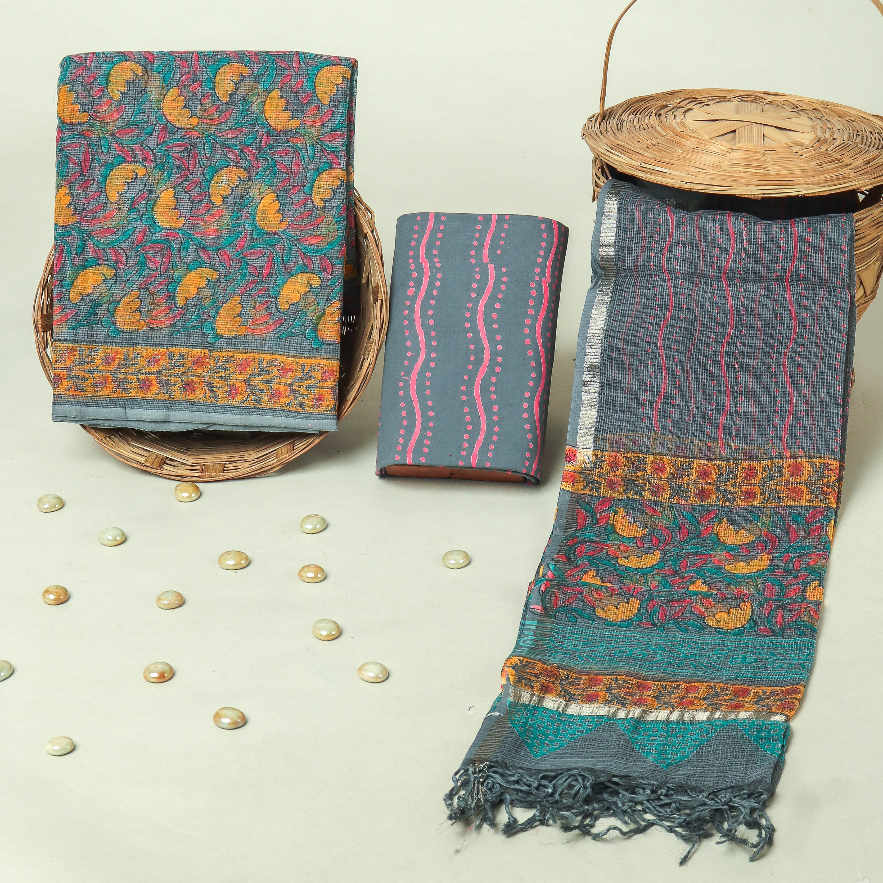 Hand Block Printed Full Kota Doriya Suit Set (FKDS064)