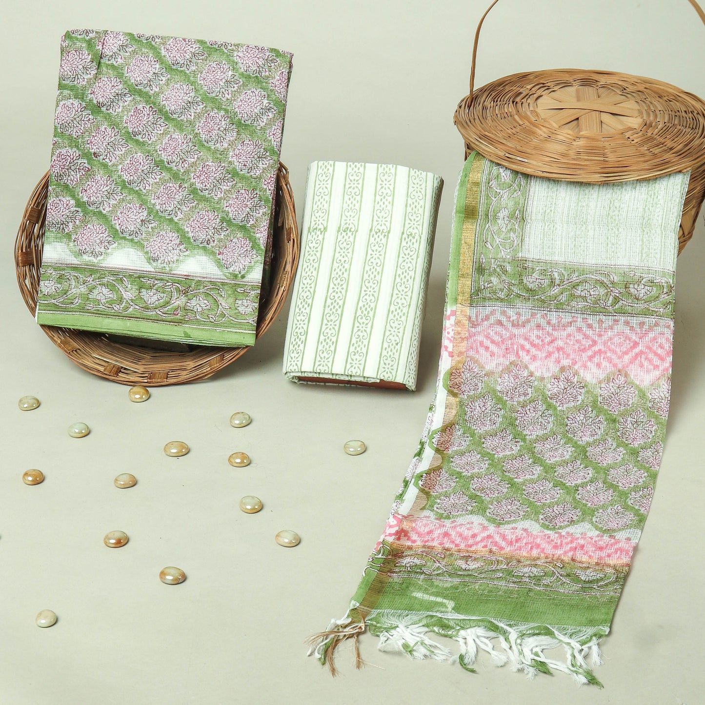 Hand Block Printed Full Kota Doriya Suit Set (FKDS065)