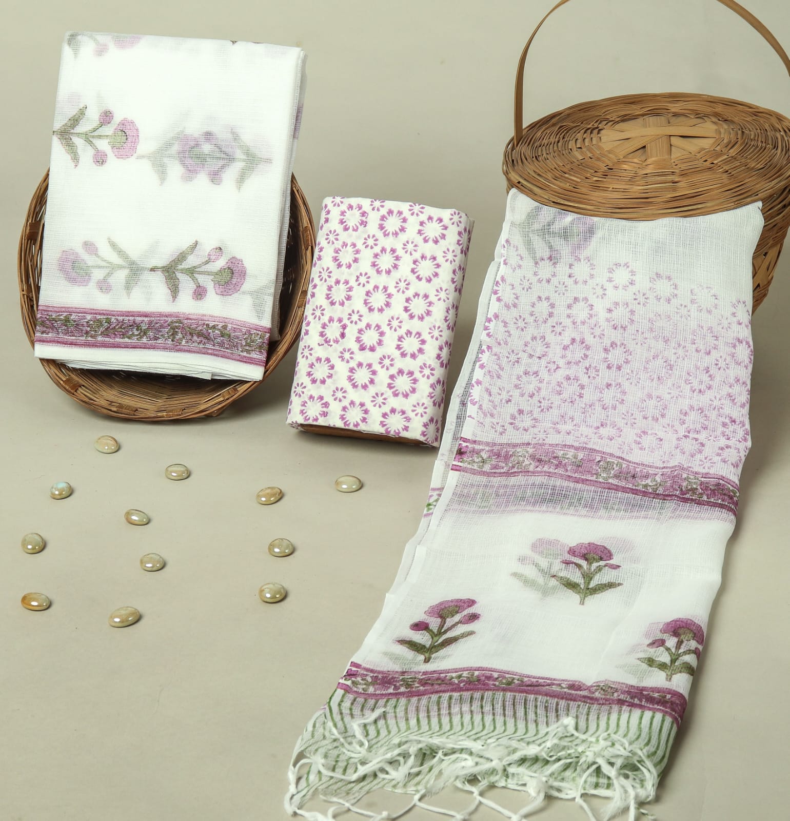 Hand Block Printed Full Kota Doriya Suit Set (FKDS067)