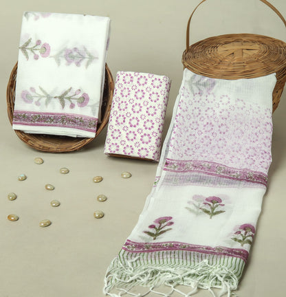 Hand Block Printed Full Kota Doriya Suit Set (FKDS067)