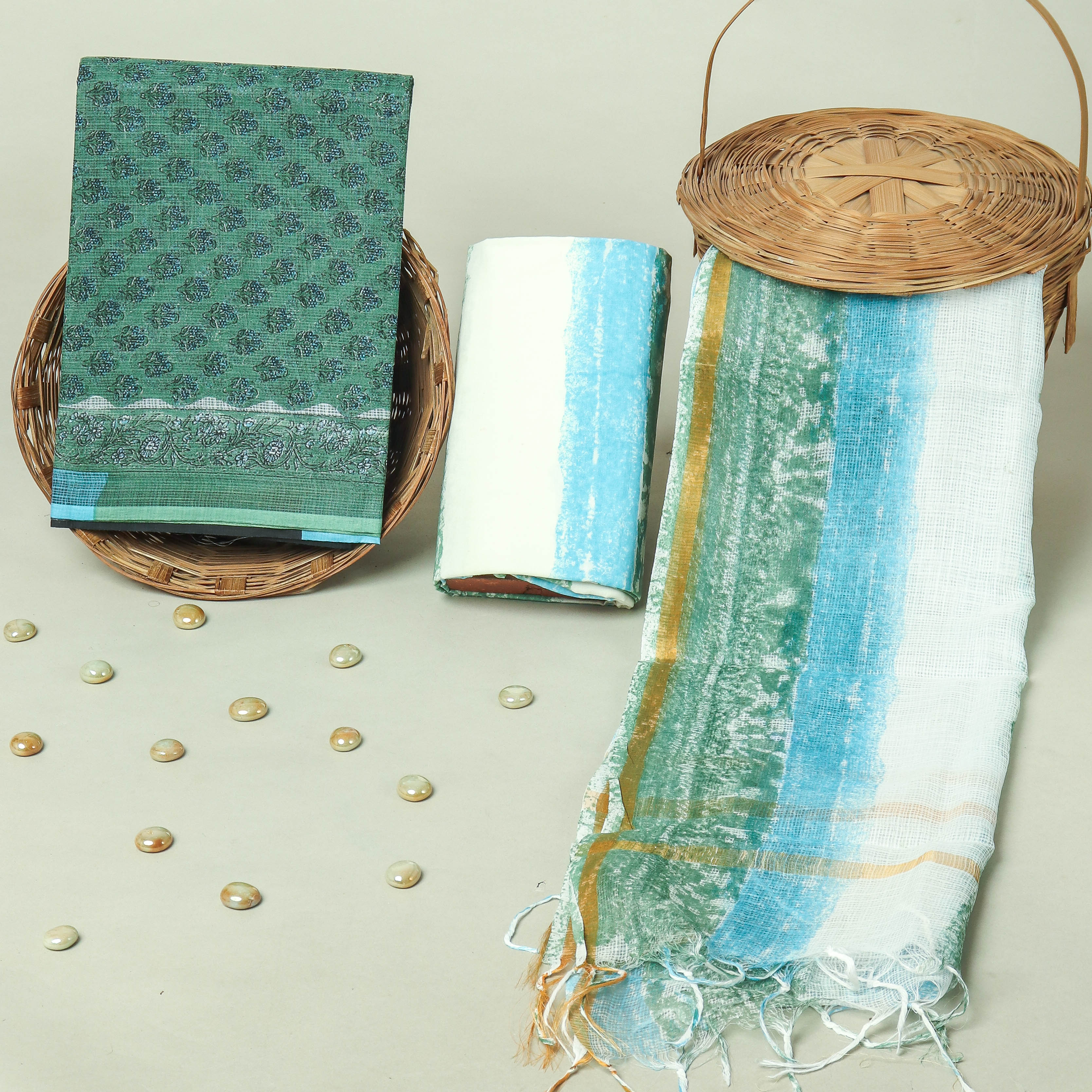 Hand Block Printed Full Kota Doriya Suit Set (FKDS068)