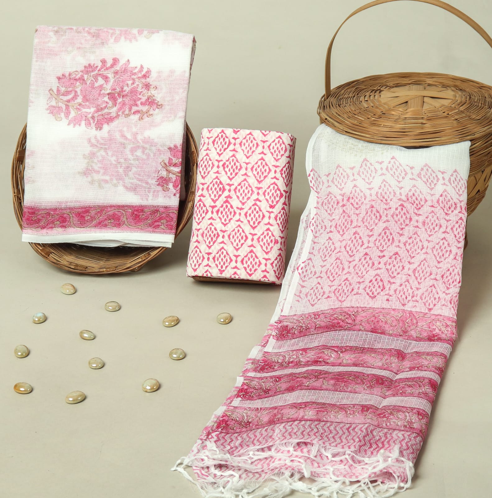 Hand Block Printed Full Kota Doriya Suit Set (FKDS070)