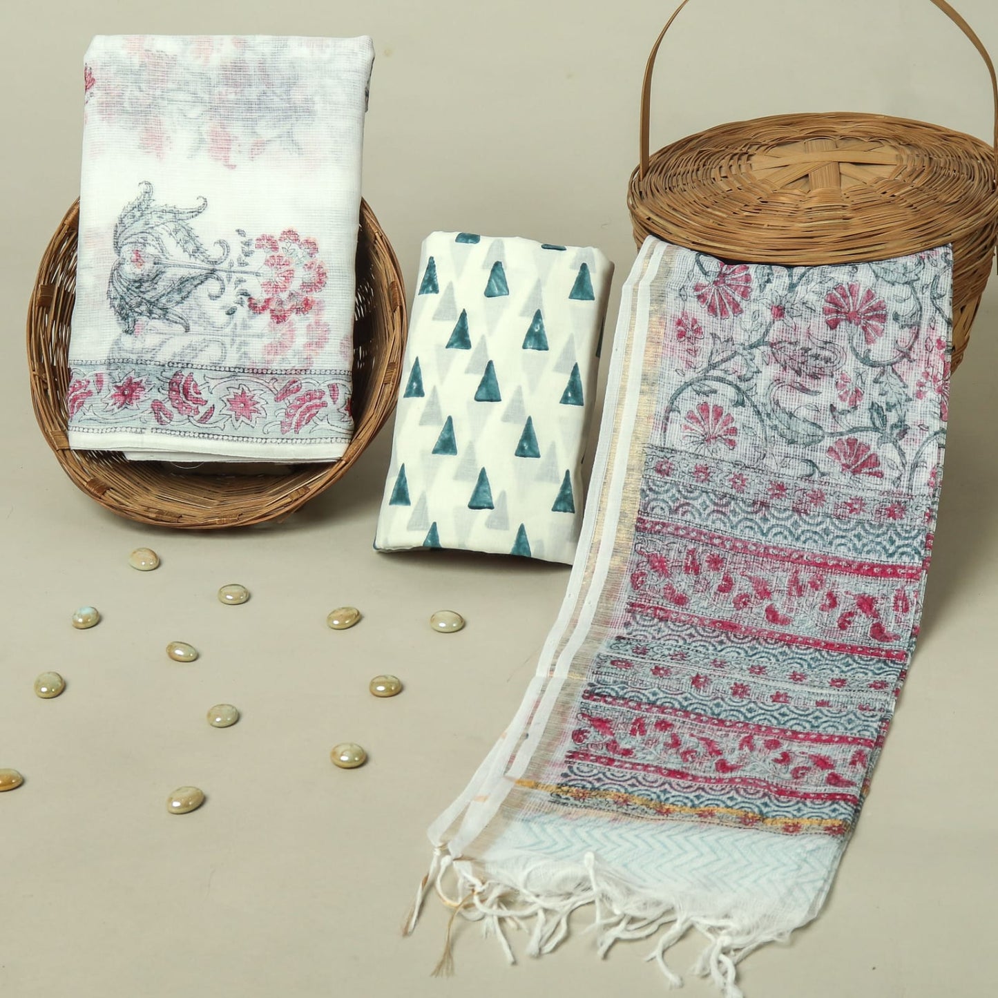 Hand Block Printed Full Kota Doriya Suit Set (FKDS071)