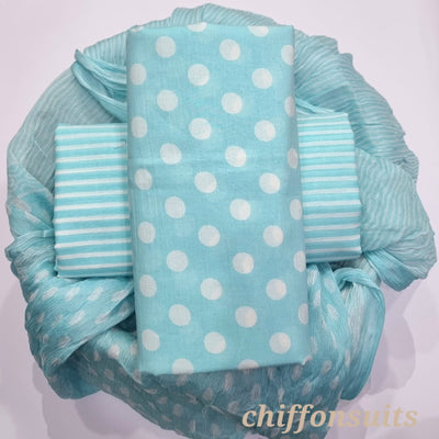 Cotton Suit with Chiffon Dupatta