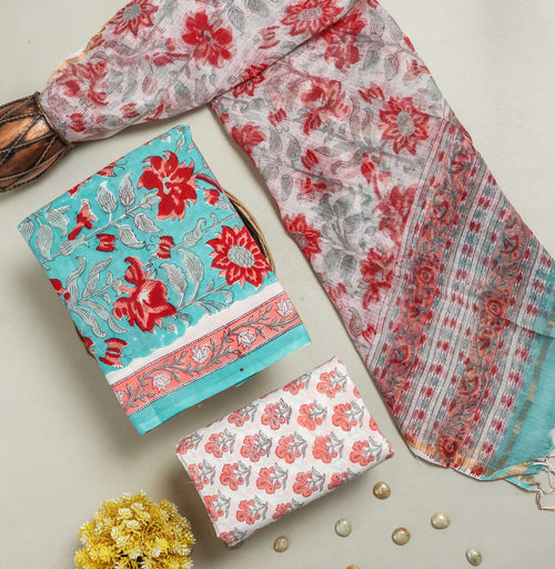 Cotton Suit Set With Kota Doria Dupatta