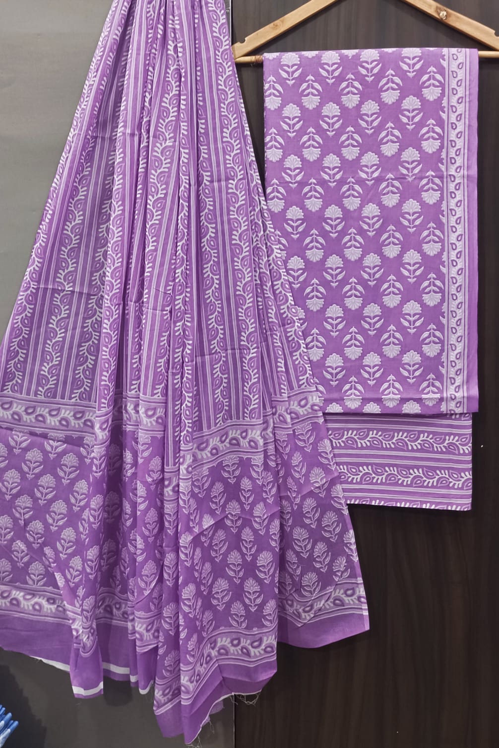 Desginer Hand Block Print Cotton Dupatta Cotton Suit (CDCS013)