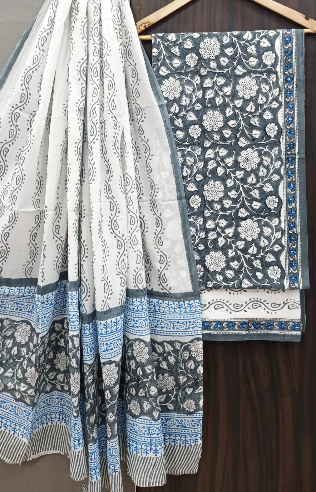 Desginer Hand Block Print Cotton Dupatta Cotton Suit (CDCS008)