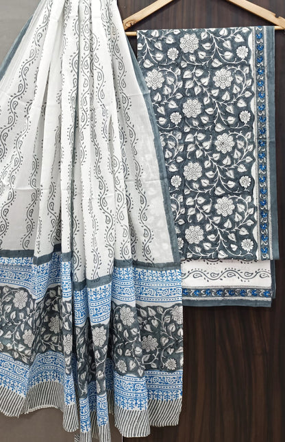 Desginer Hand Block Print Cotton Dupatta Cotton Suit (CDCS008)