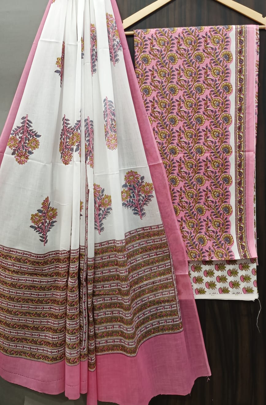 Desginer Hand Block Print Cotton Dupatta Cotton Suit (CDCS002)